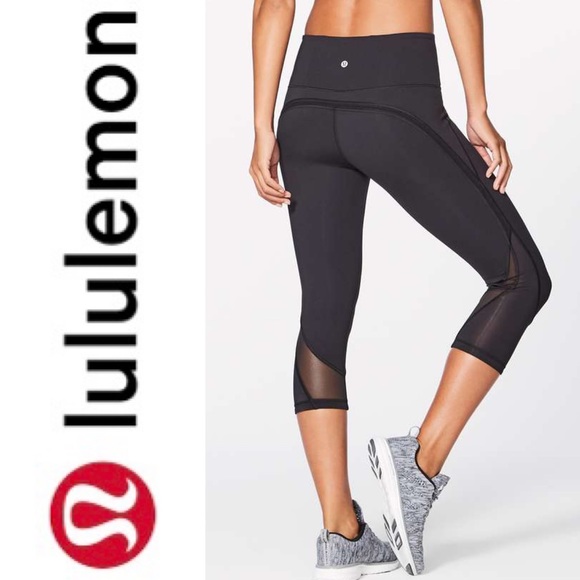 Pants - Lululemon black crop mesh detail leggings size 8-10